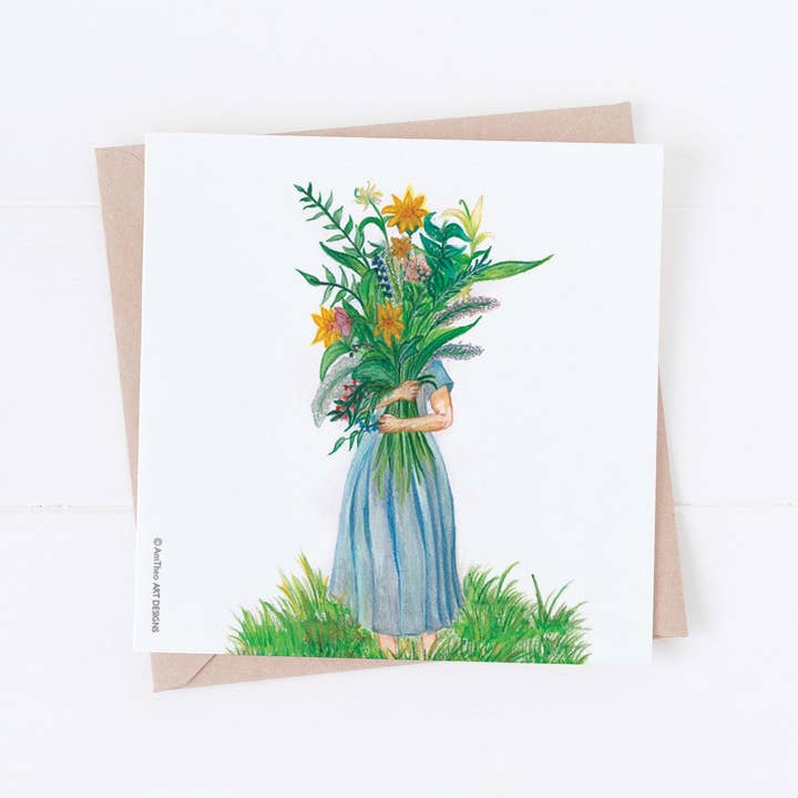 Flower Lady Grußkarte, Dankeskarte für den Großhandel von AmTheo Art Designs