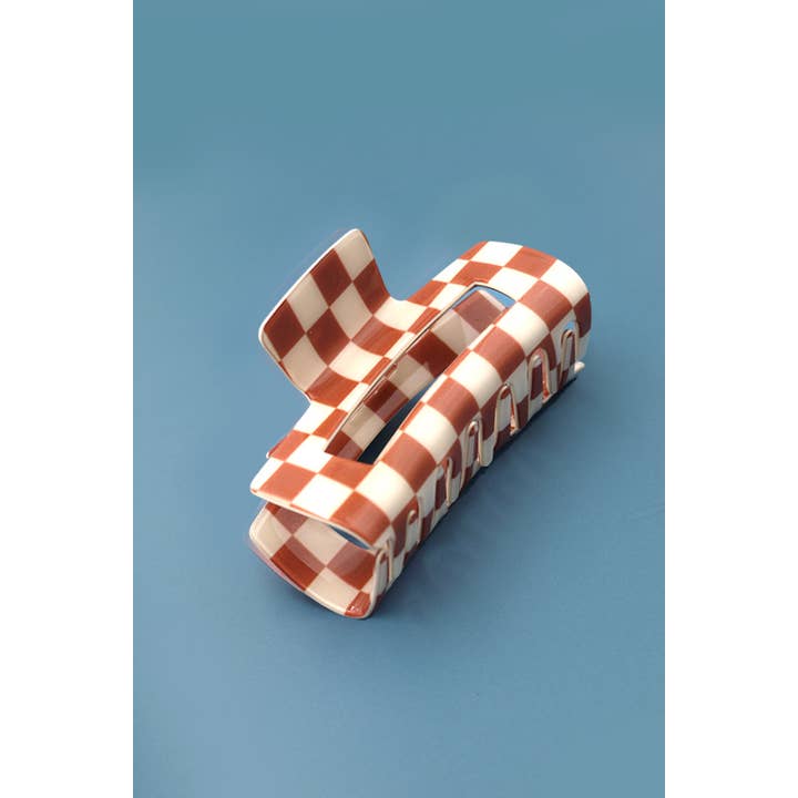 JOSSLYN by wall to wall - Vendita all'ingrosso Fermaglio per capelli - Donna - Jumbo mollette per capelli in resina a scacchi 10 cm | 40H6641