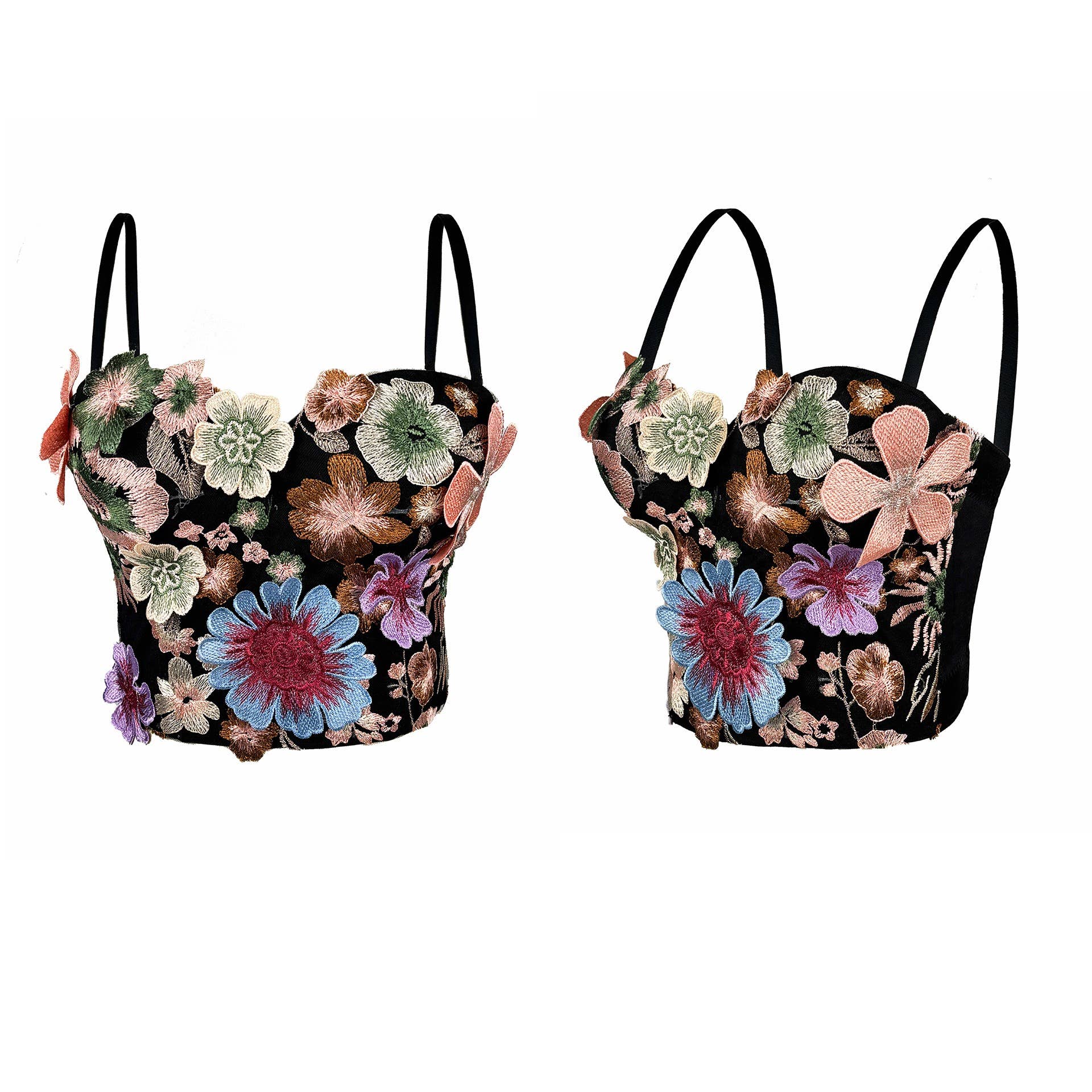 Colore come immagini VE006Y Top a fascia ricamato floreale retrò con reggiseno in vendita all'ingrosso su Faire2