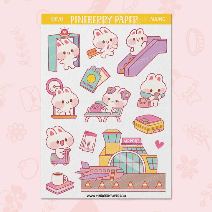 Flughafen-Hasen-Aufkleberbogen für den Großhandel von Pineberry Paper