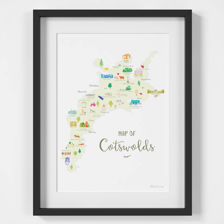 Map of Cotswolds - A3 Print for wholesale by Holly Francesca
