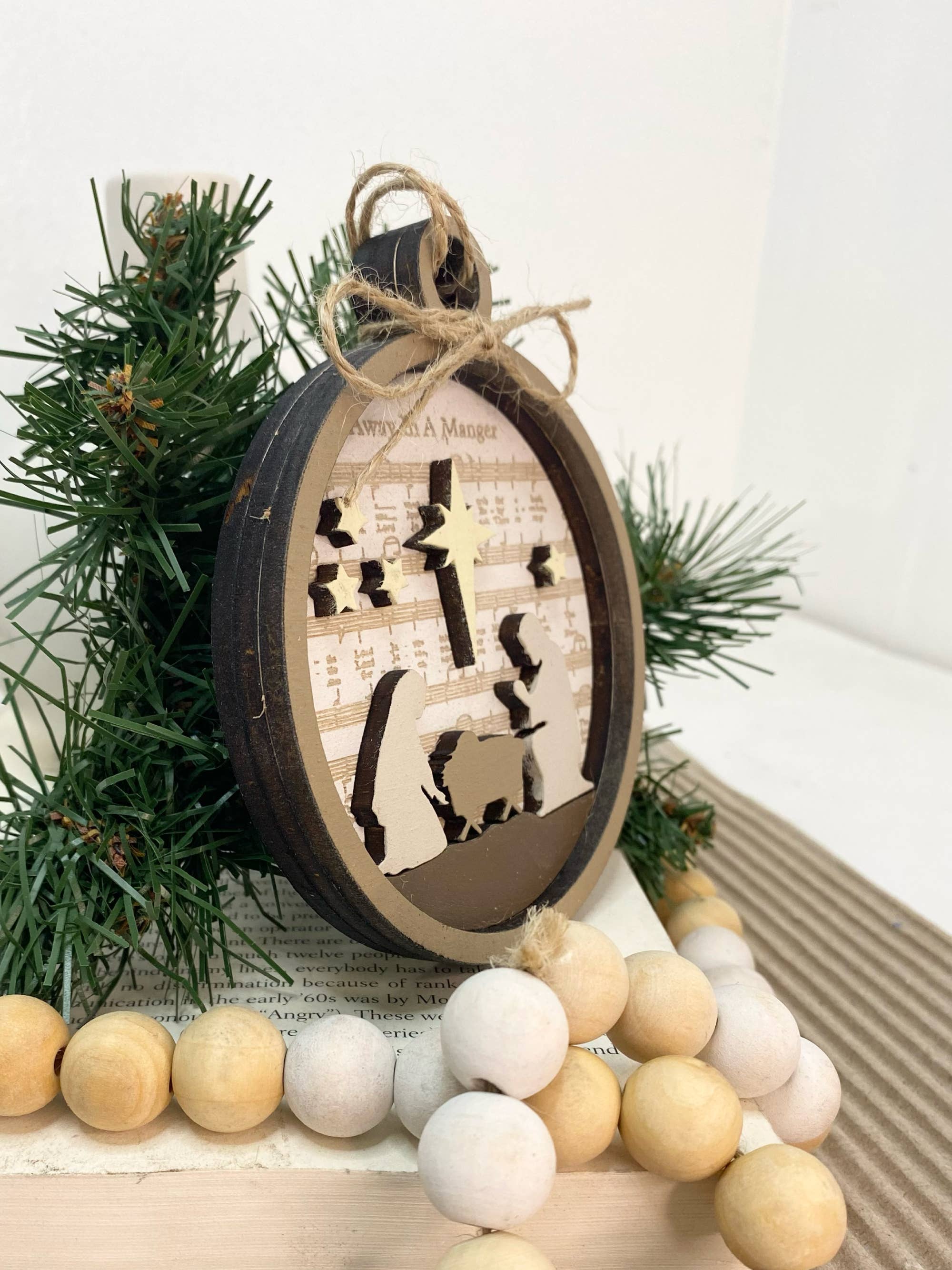 Pine Designs - Wholesale Ornament - Away in the Manger Ornament or Gift Tag1