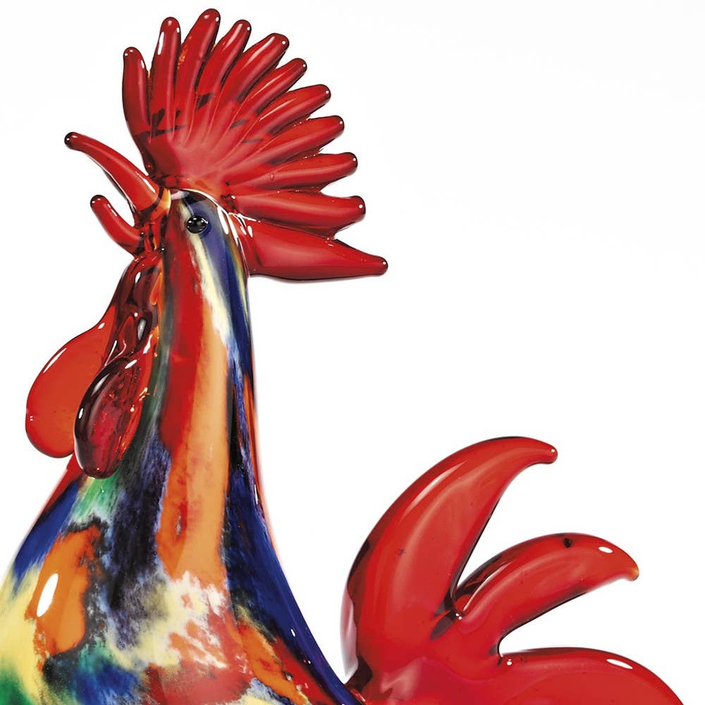 HomeRoots – wholesale Decorative figurine – 11" Red Murano Glass Rooster Figurine Tabletop Sculpture7