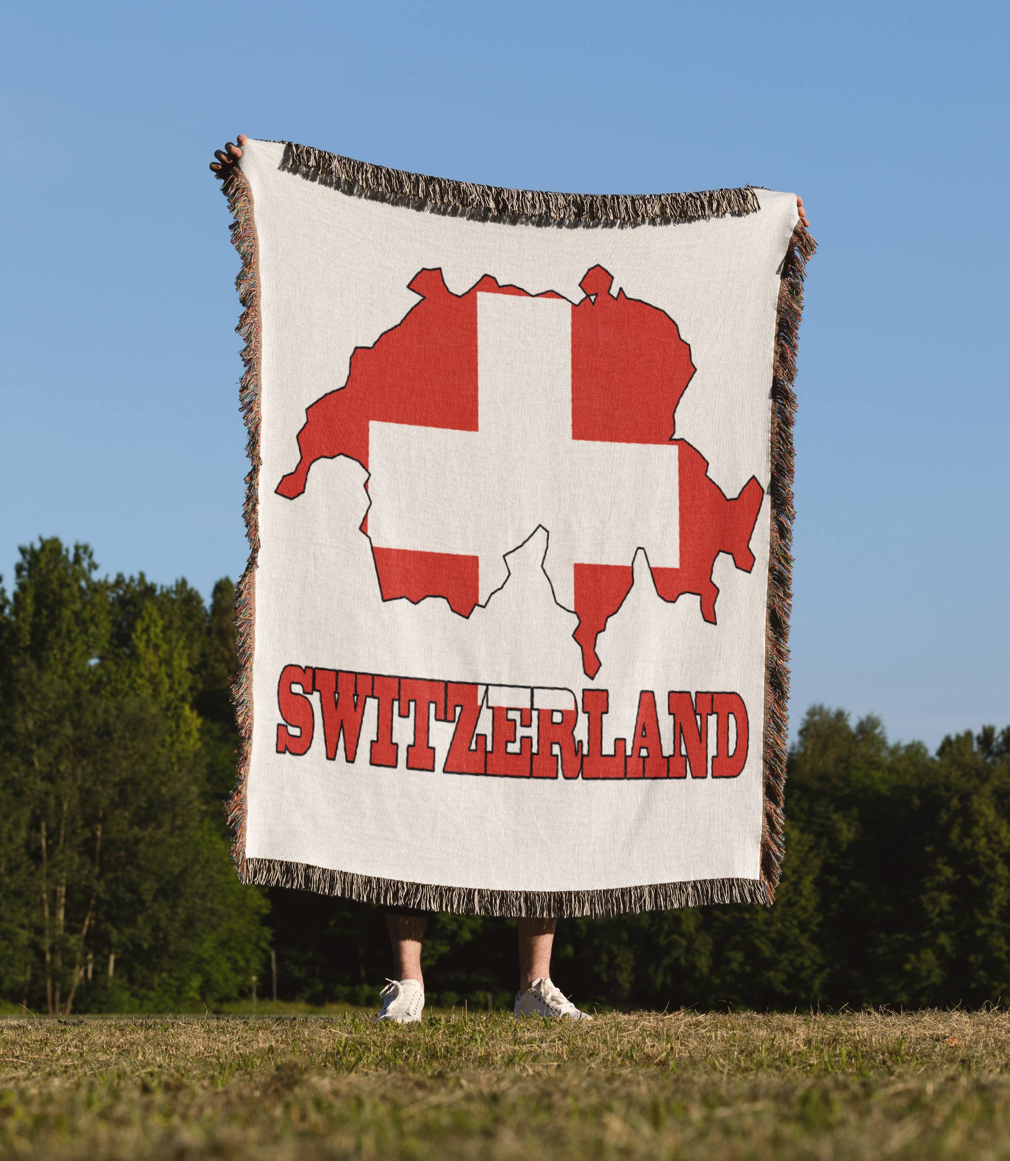 3dRose - Wholesale Throw Blanket - 3dRose, The flag of Switzerland in the outline map of the country and name, Switzerland., Blanket1