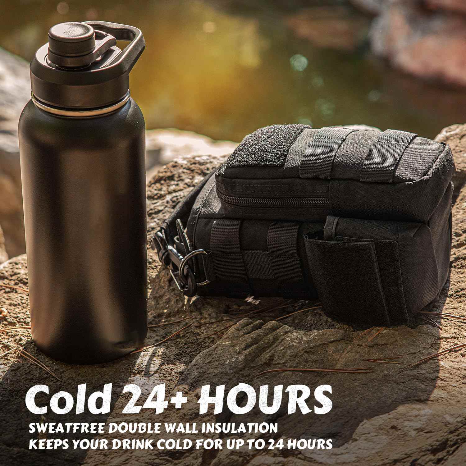 Antarctica Outdoors - Wholesale Water Bottle - Votagoo 64Oz Half Gallon Stainless Steel Insulated Tactical Water Bottle with Metal Military Water Bottle Tactical Carrier Bag3