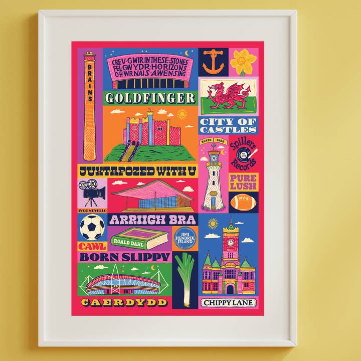 Cardiff Poster - Cardiff Wales Art Print - Welsh Print for wholesale by Lost Plots