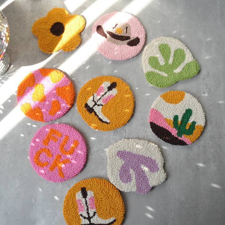 Tapis à thème Cowboy | Western Punch Needle Coaster pour la vente par TheMellys