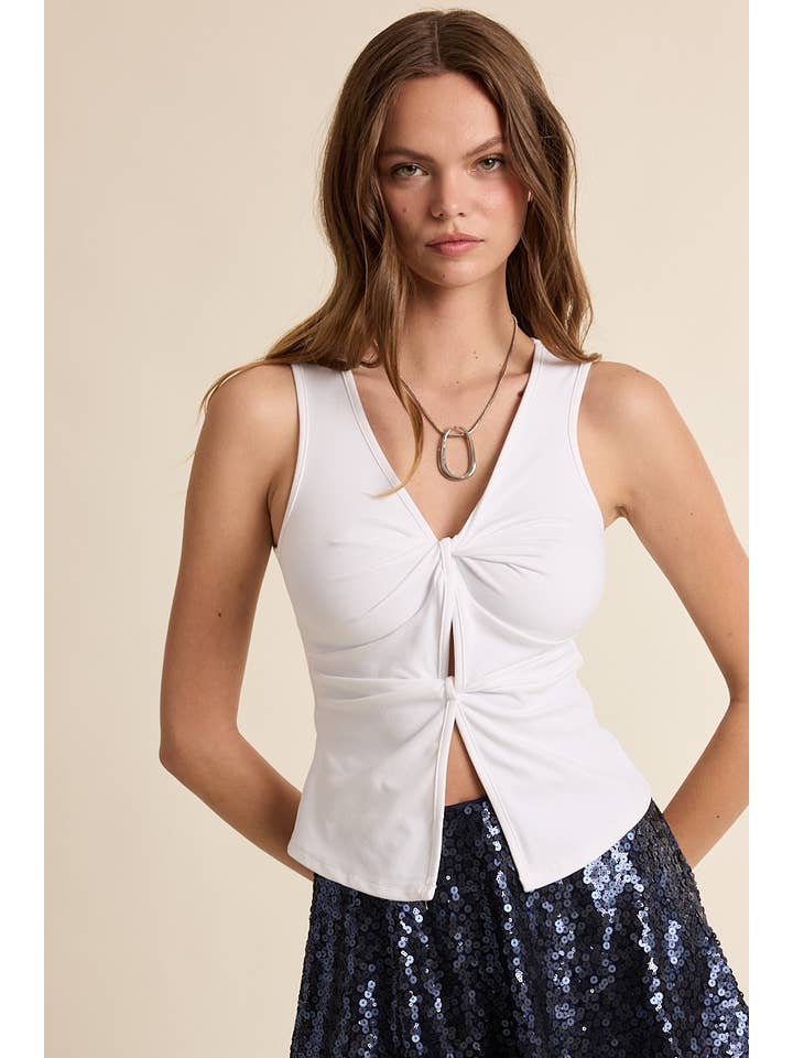 Sky to Moon - Wholesale Tank Top - Women's - VIVID SOLID COLOR V-NECK TWISTED POINT CAMI TOP4