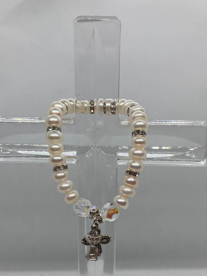 Freshwater Pearl Bracelet with charms for wholesale by RKM Designs