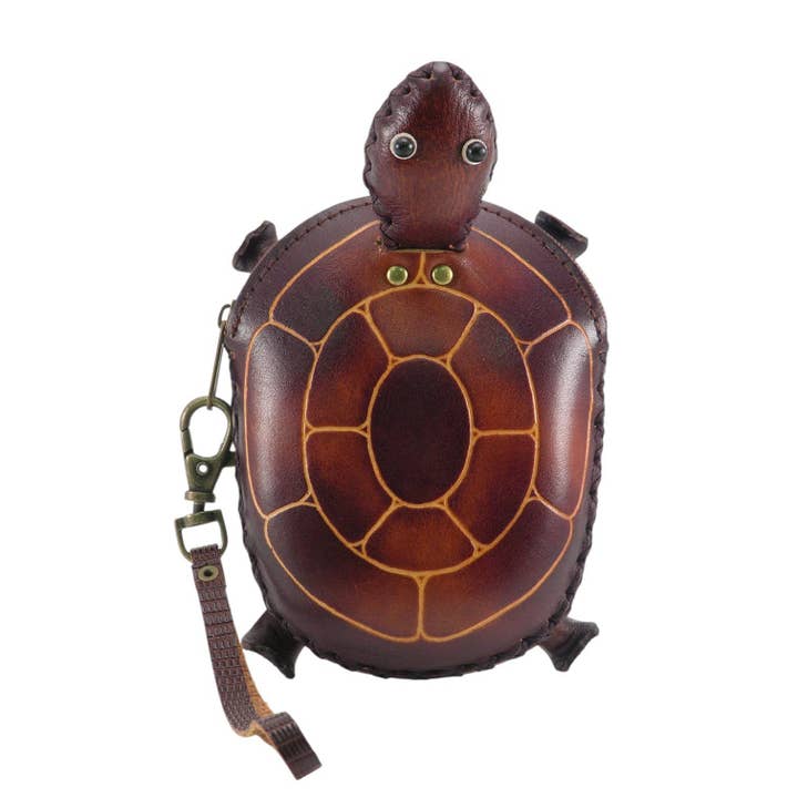 Cartera de Mano de Cuero Rojo de Tortuga Hecha a Mano para venta al por mayor de Sunflower Handmade leather inc