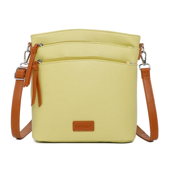 Superbia - Wholesale Crossbody Bag - Women's - Superbia 3 Zipper Two-toned Silver Hardware Cross Body Bag