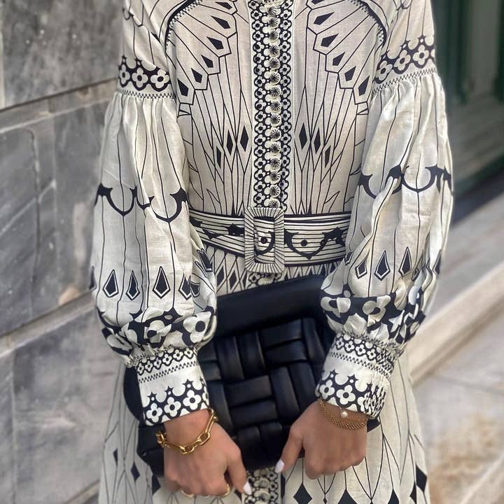 As Shown 2025 NEW Linen Lantern Sleeve Dress Vintage Chic for You for wholesale on Faire2