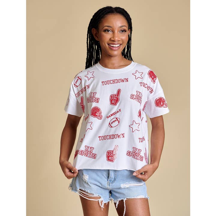 A T-shirt de Futebol com Lantejoulas | Vermelho por atacado de Stewart Simmons