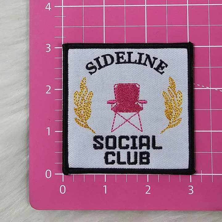 Scratch Decor - Wholesale Patch - 'Sideline Social Club' Pink Chair Woven Embroidery Iron On Patch