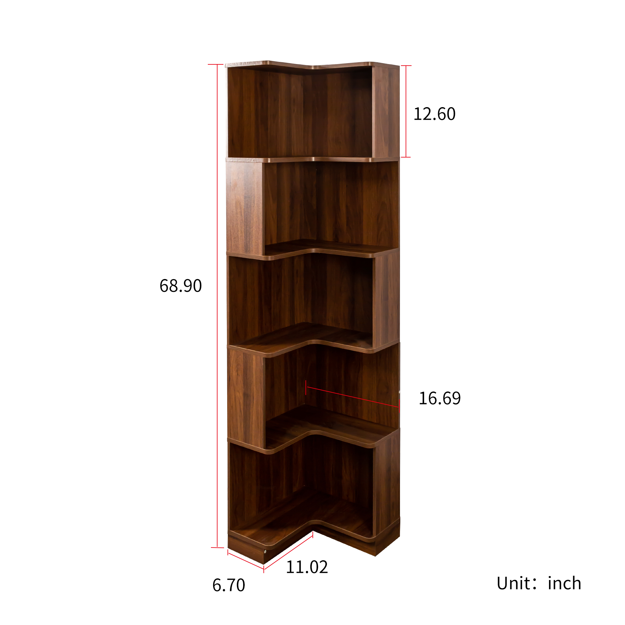39F Inc. - Wholesale Bookcase - 5-Tier Corner Bookshelf with LED Lights for Display&Storage16