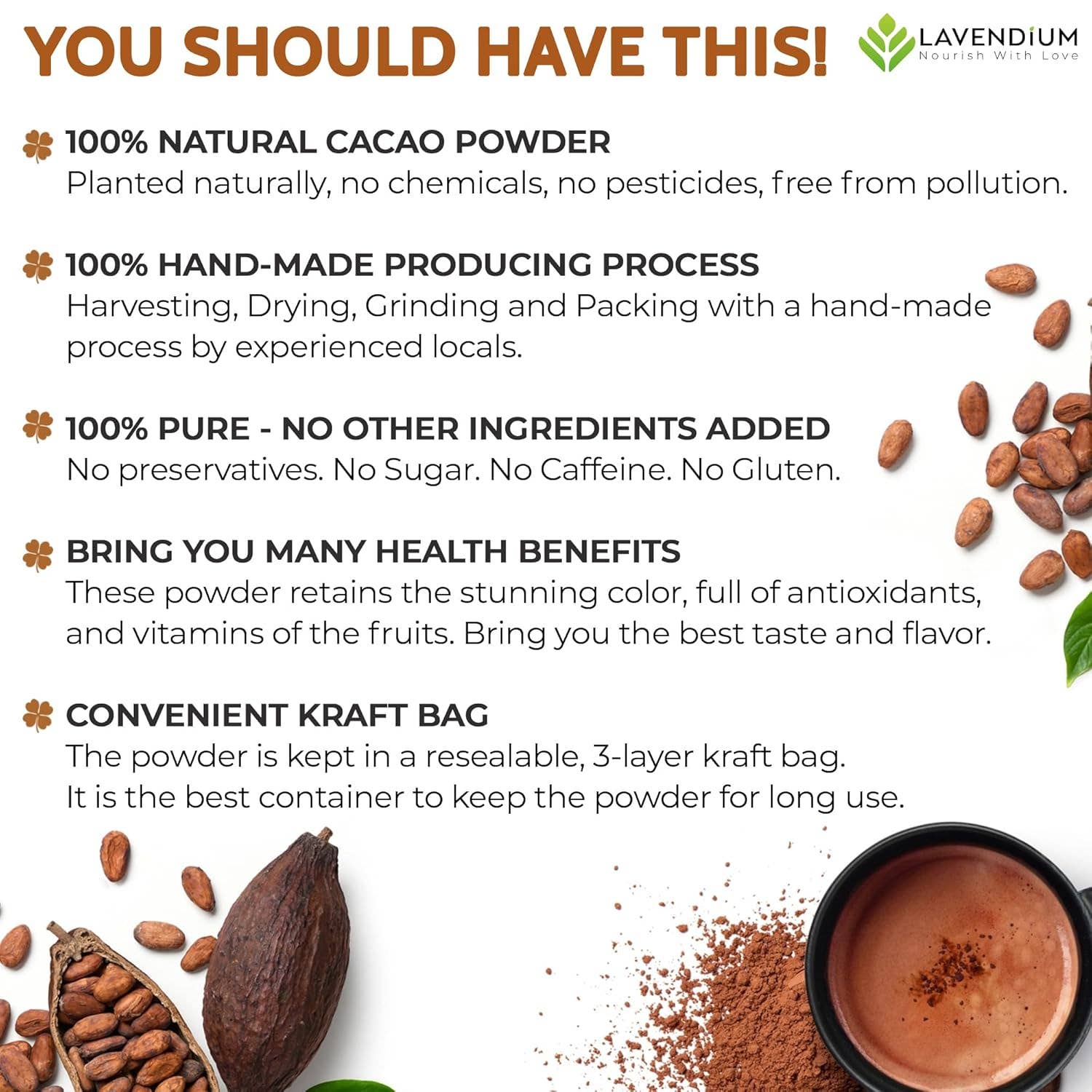 Naomi's Happy Place Shop - Wholesale Protein/Superfood Powder - Cacao Powder, 25oz (1.56 lbs), 100% Natural & Pure, Unsweetened, Rich Chocolate Flavor, Perfect for Baking & Smoothies1