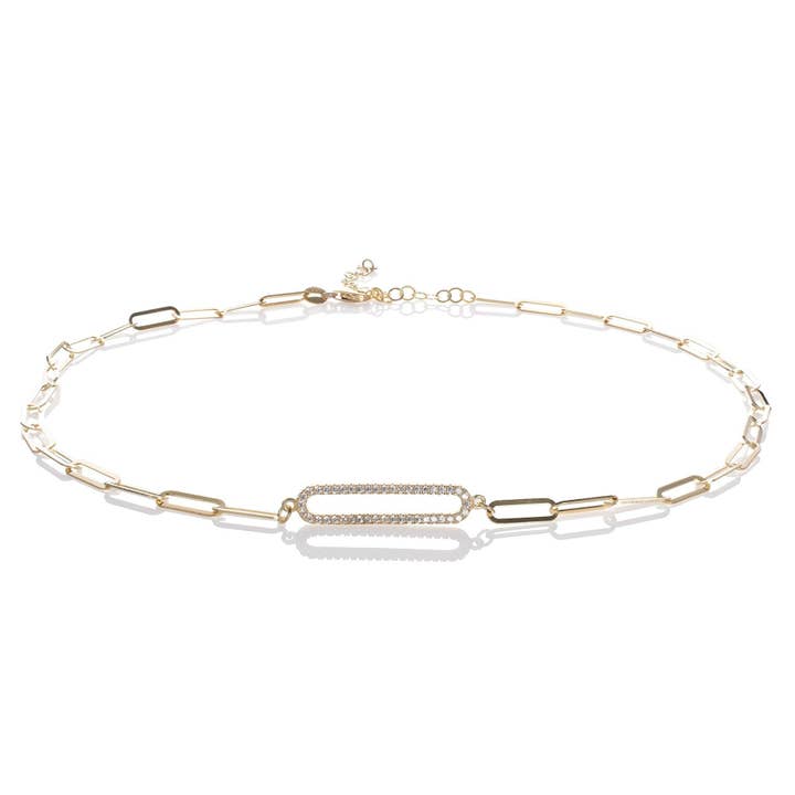 Collier ras du cou plaqué or pour femme avec zircone cubique pour la vente par Namana