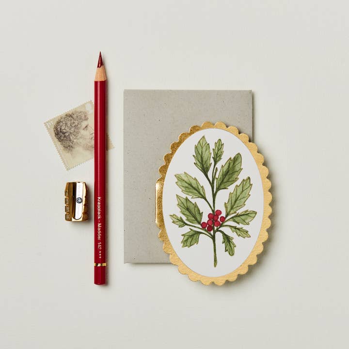 Wanderlust Paper Co - Wholesale Christmas Card - Holly Mini Card