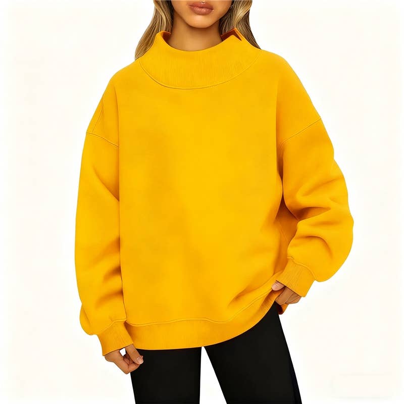 FurDecoration - Wholesale Sweatshirt - Women's - Solid Color High Neck Fleece Sweatshirt12