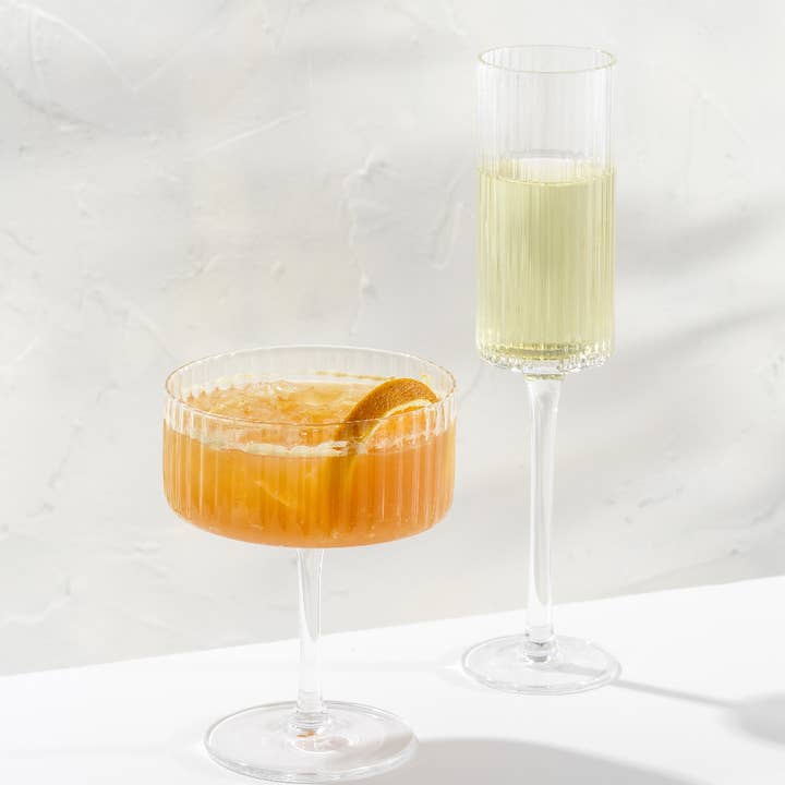 JoyJolt - Wholesale Champagne Flute - JoyJolt Elle Fluted Cylinder Champagne Glass - Set of 2