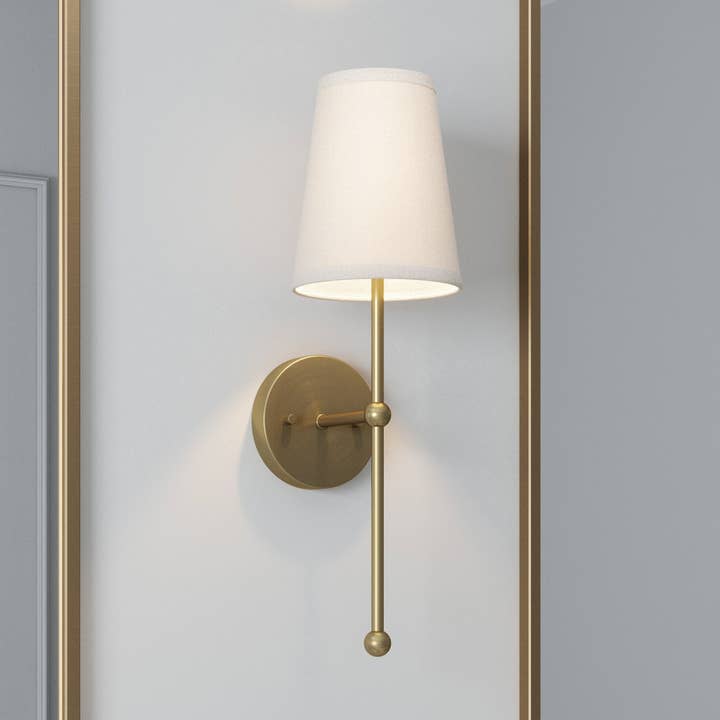 Wall Sconce Traditional Finley Satin Gold 1-Light Dimmable for wholesale by Brio Lighting