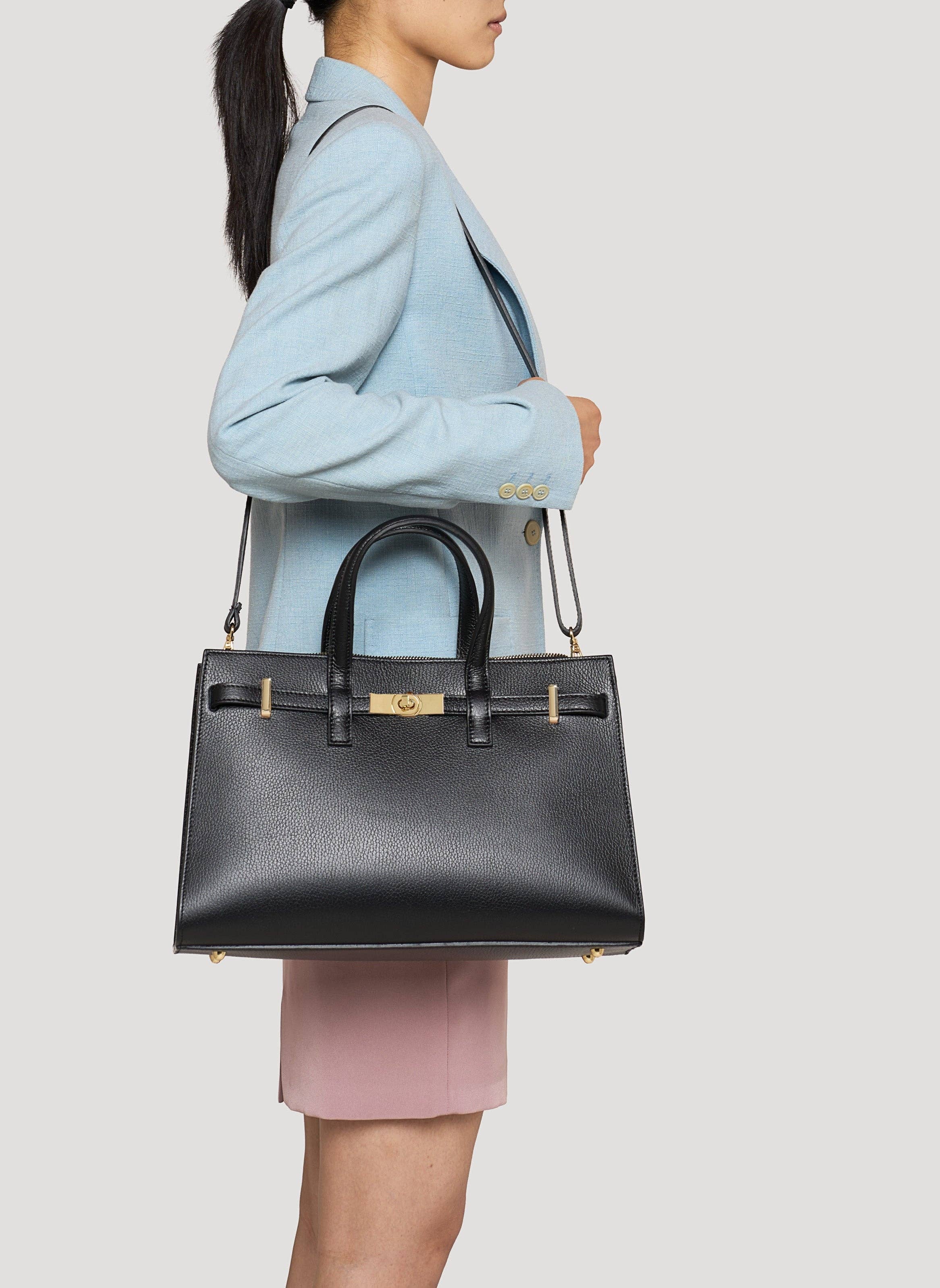 Voemièn - Wholesale Top Handle Bag - Women's - Sveva Bag in Black Togo Leather6