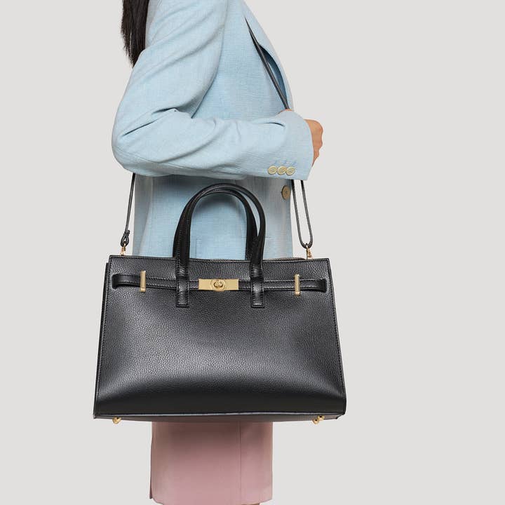 Voemièn - Wholesale Top Handle Bag - Women's - Sveva Bag in Black Togo Leather6