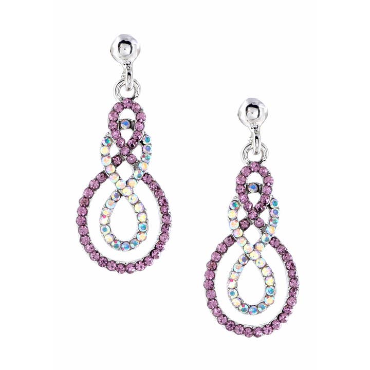 Rhodium Licht Amethist 38mm Traanvormige Oorbellen voor wholesale door Cool Crystals