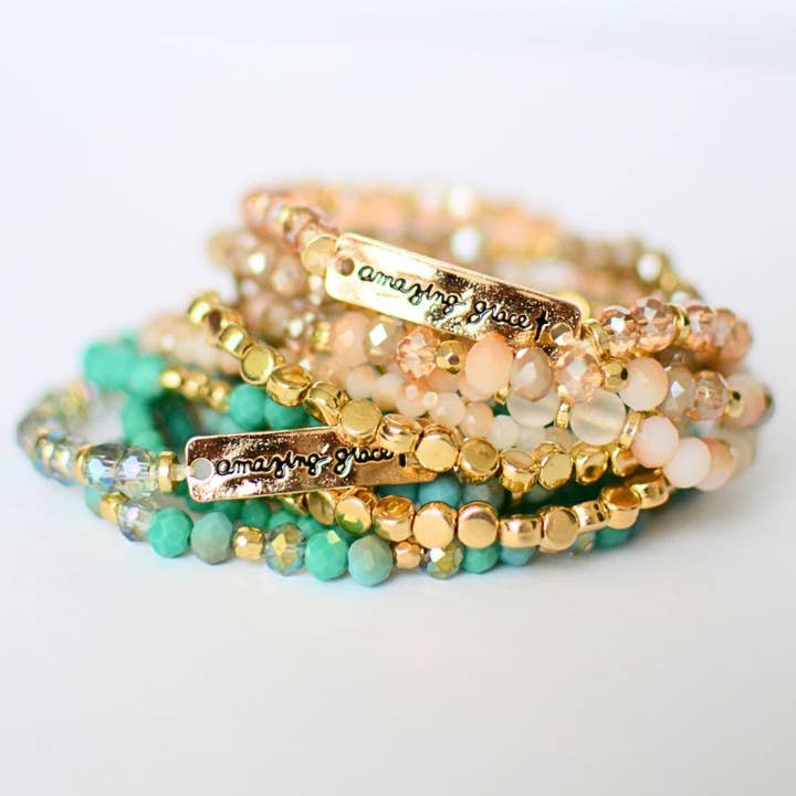 Two and Crew - Wholesale Jewelry Set - Amazing Grace beaded bracelet set jewelry Christian faith