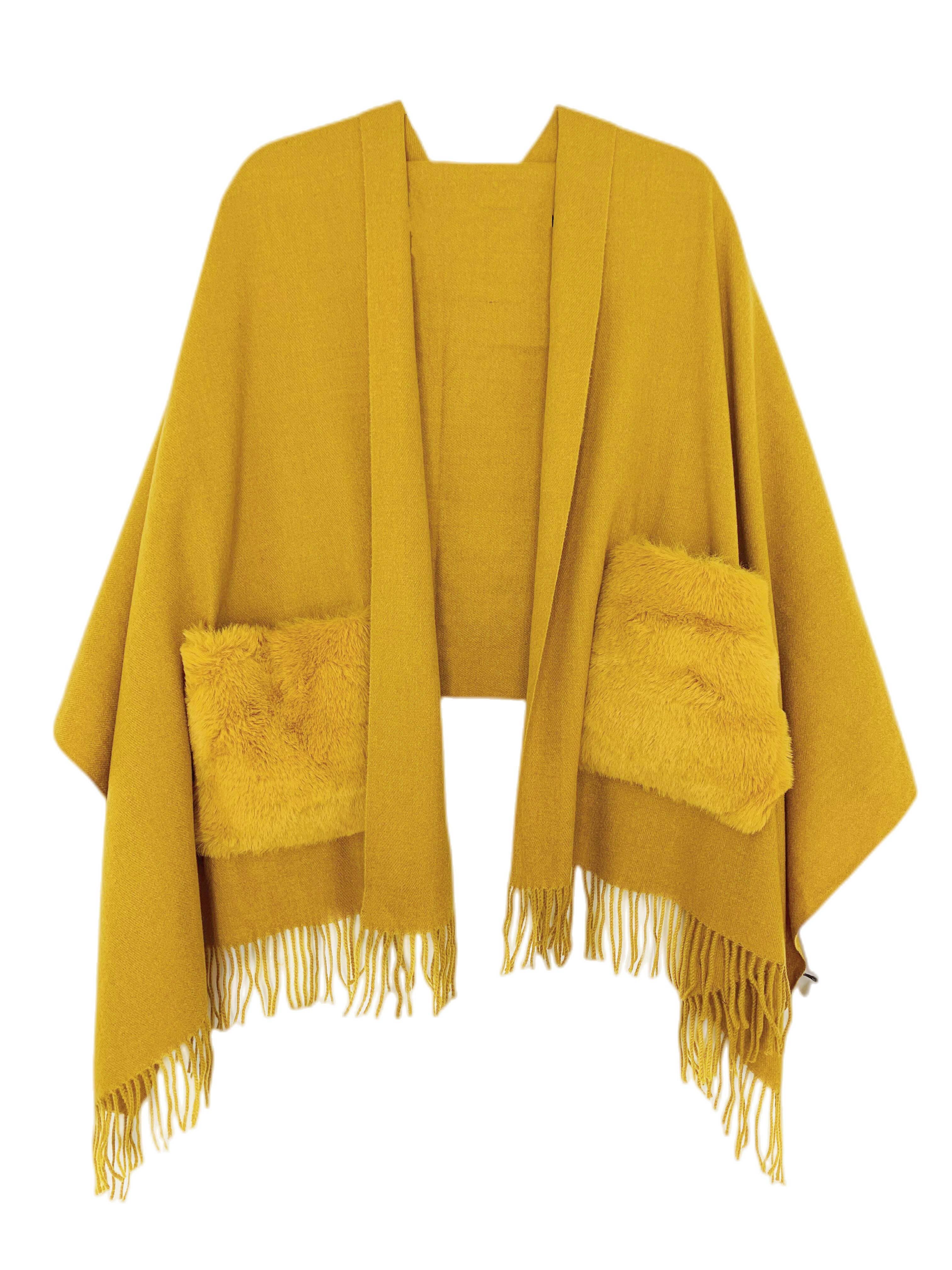 JC Sunny Fashion – wholesale Scarf – Women's – JC03250101 Cashmere Blend Fur Pocket Scarf/Shawl10