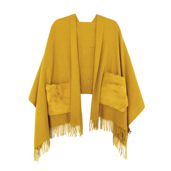 JC Sunny Fashion - Wholesale Scarf - Women's - JC03250101 Cashmere Blend Fur Pocket Scarf/Shawl10