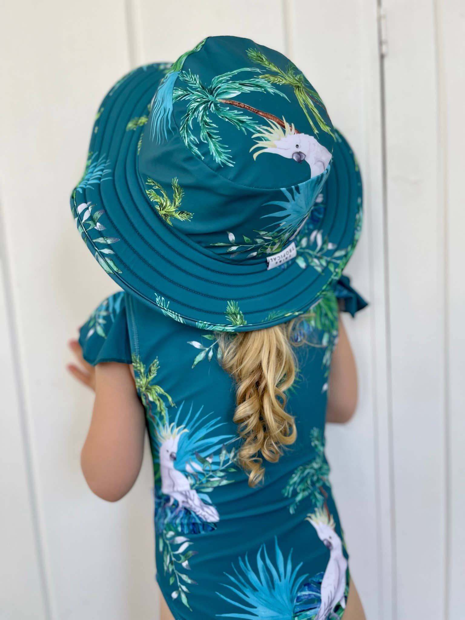Tribe Tropical - Wholesale Swim Cap - Kids & Baby - Wide Brim Swim Hat (unisex) - Hamilton Island0