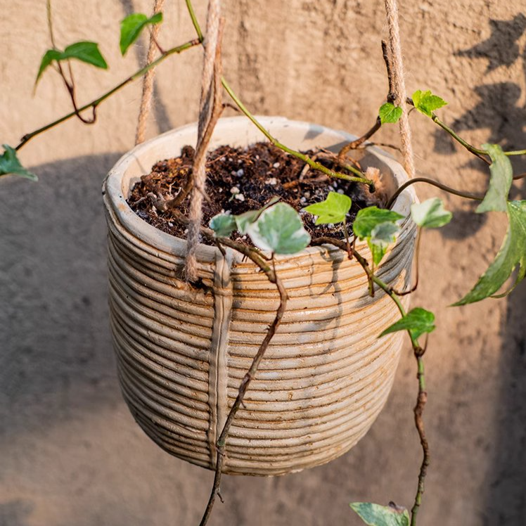 Rustic Reach - Wholesale Hanging Planter - Faux Rattan Cement Hanging Planter8