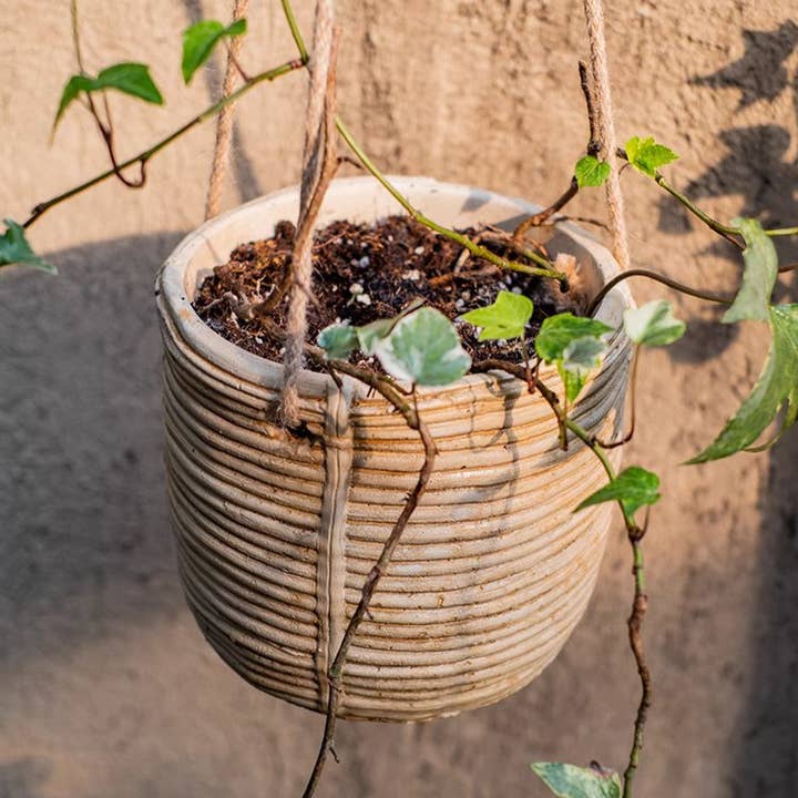 Rustic Reach - Wholesale Hanging Planter - Faux Rattan Cement Hanging Planter8