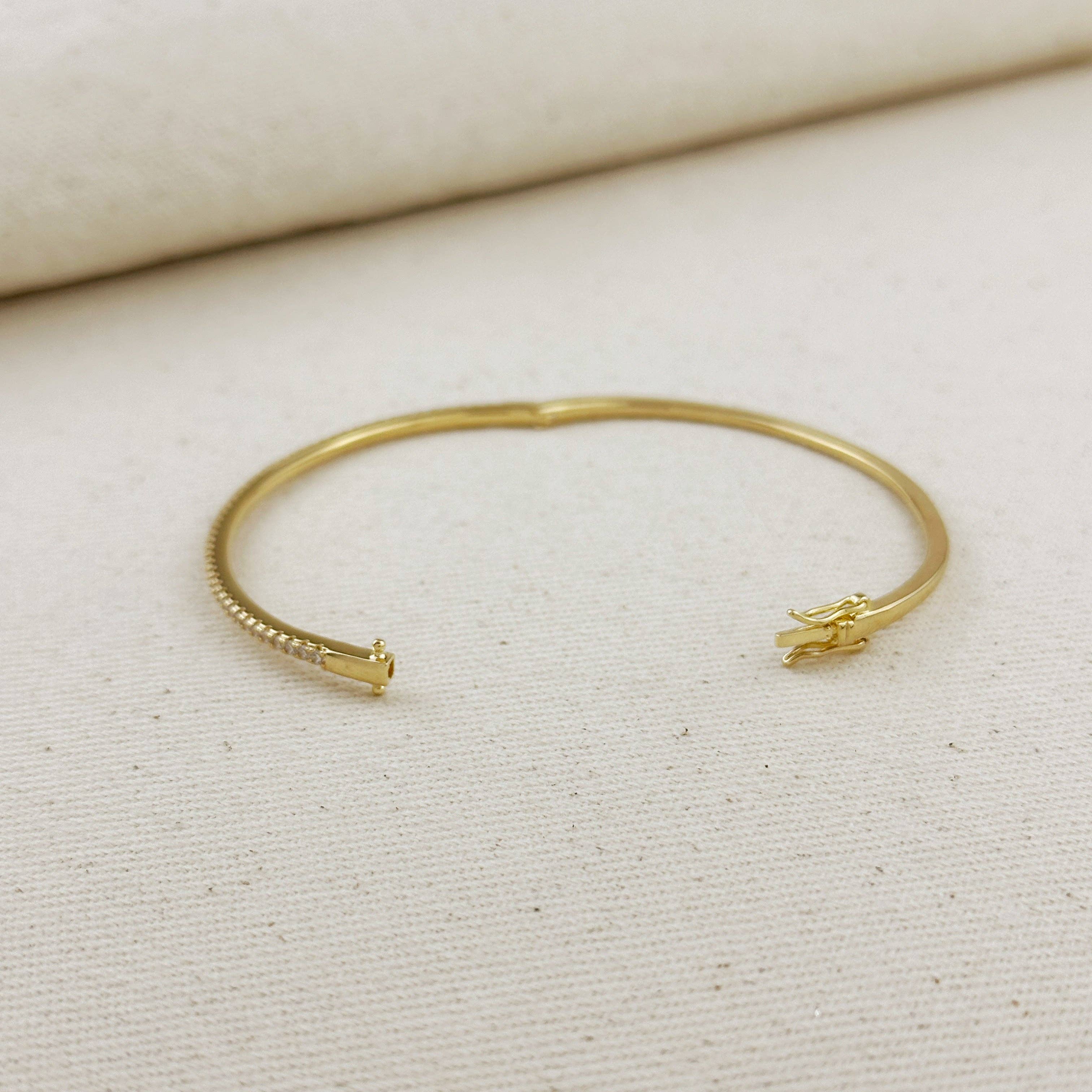GoldFi - Wholesale Bangle Bracelet - 18k Gold Filled Thin Line CZ Bangle Bracelet4
