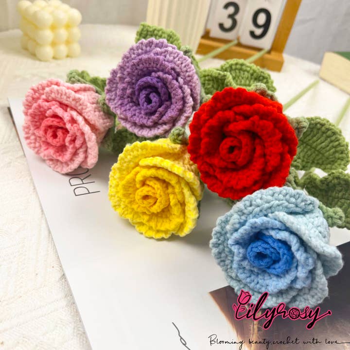 Lilyrosy Luoshen Rose all'uncinetto, regalo fatto a mano per la vendita all'ingrosso da parte di Lilyrosy(Duty free)