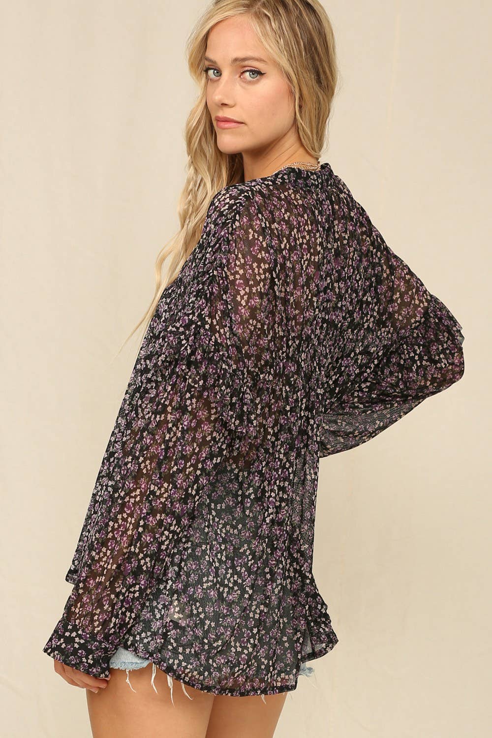 KyeMi - Wholesale Button Down Shirt - Women's - Button Front Design With Smock-Inspired Detailing4