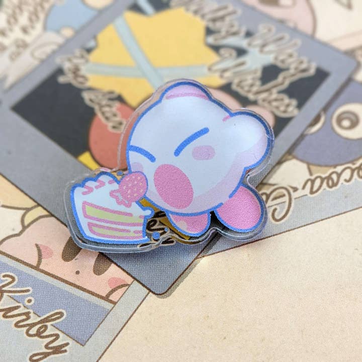 Cake Time Kirby - 1" Acrylic Pin for wholesale by Minomino