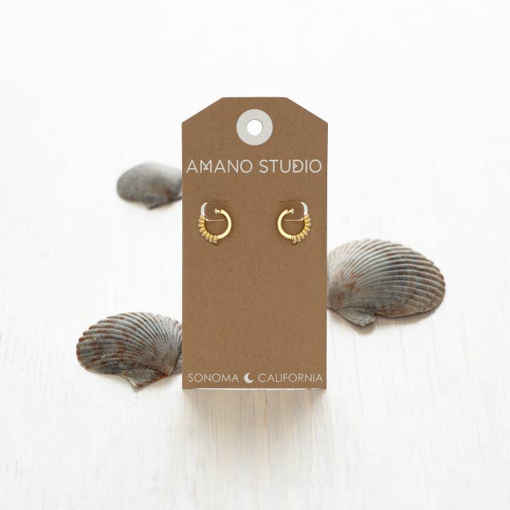 Amano Studio - Wholesale Huggie Earrings - Tiny 10mm Pearl Huggie Hoops3