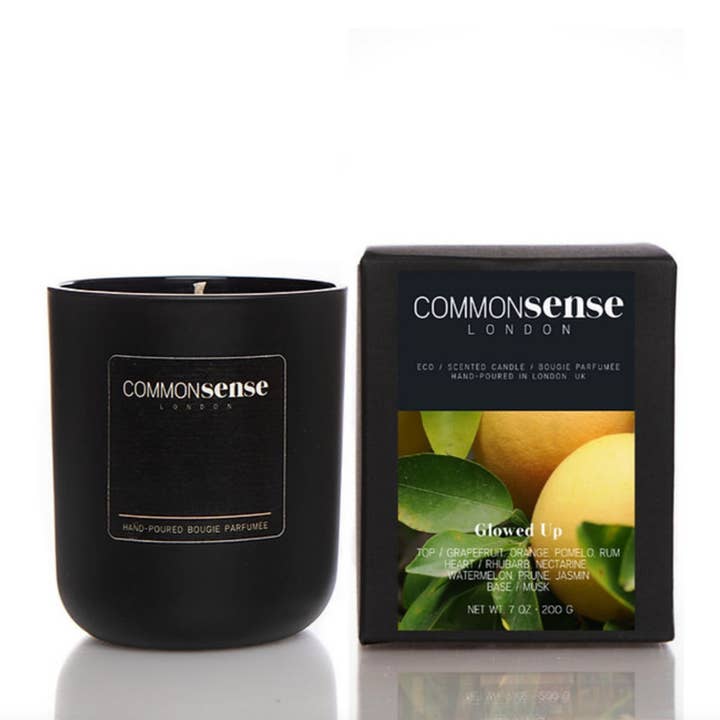 Glowed Up, Monochrome soy glass candle for wholesale by Common Sense London