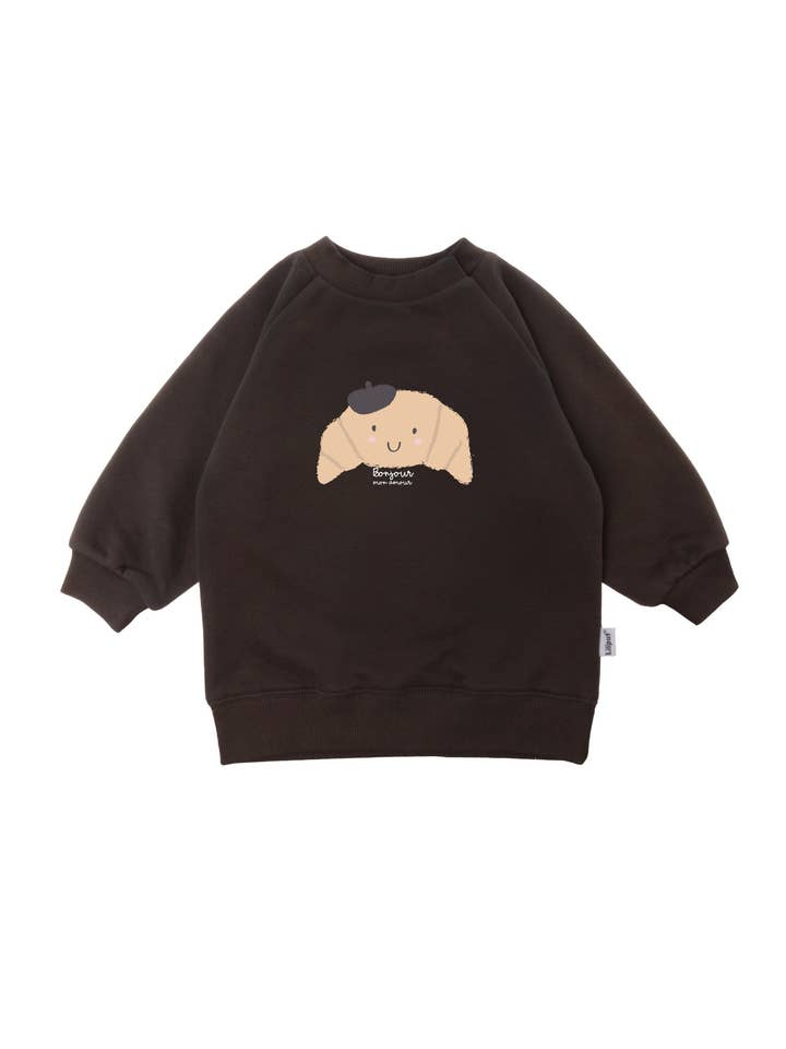 Brun sweatshirt med tryck "Croissant" för wholesale av Liliput