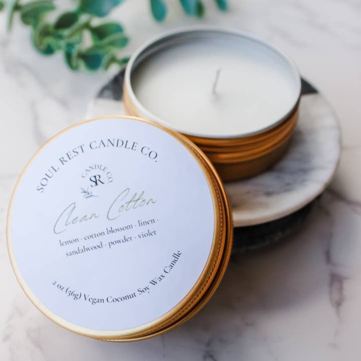 Soul Rest Candle Co. - Wholesale Travel Candles - Travel Tins 2oz Coconut Soy Wax1