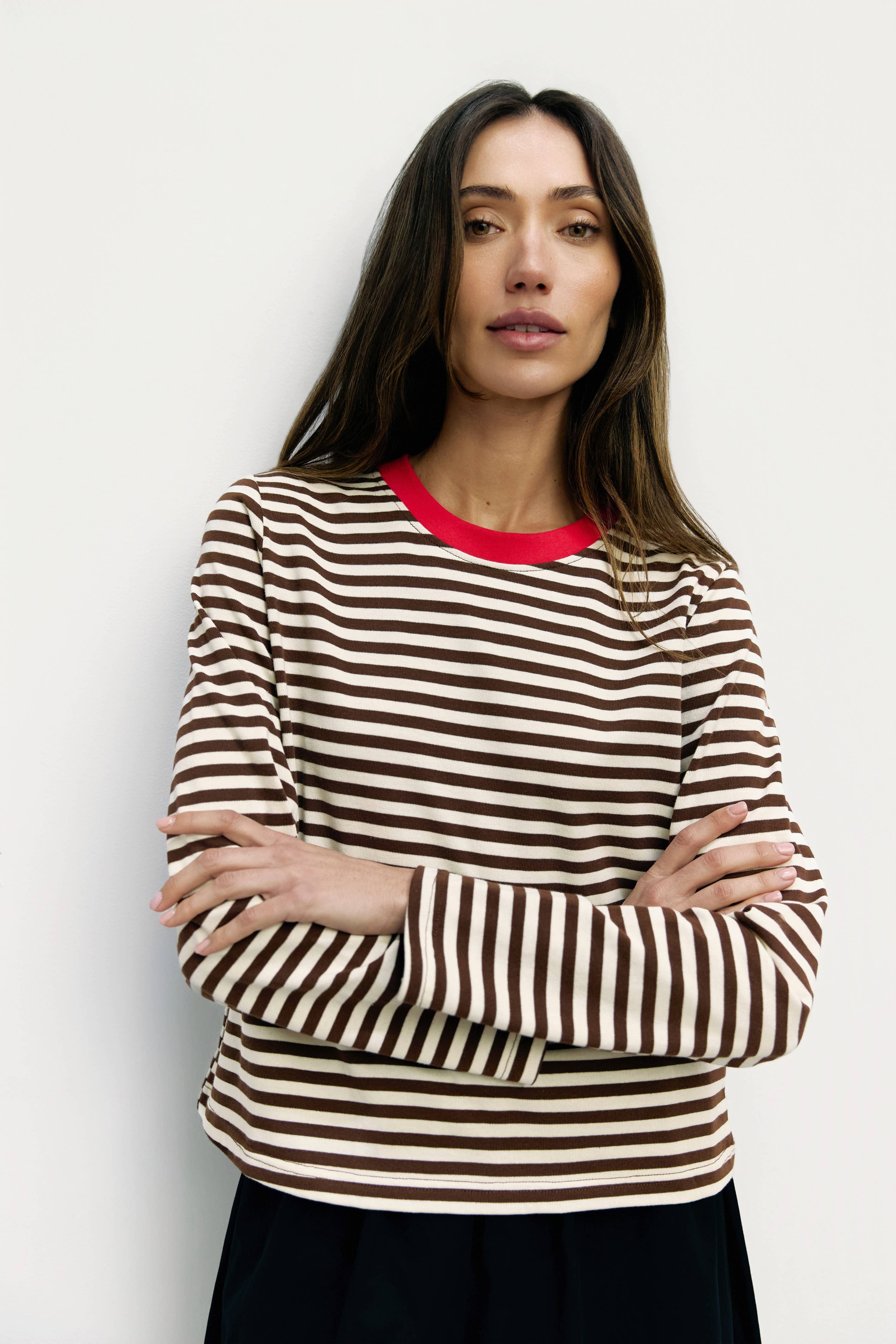 MOD REF - Wholesale T-Shirt - Women's - The Kathleen Top | Women's Striped Long Sleeve T-Shirt

26