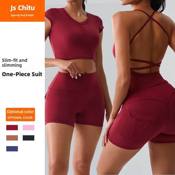 Damen-Fleece-Yoga-Set mit High-Waist-Shorts und rückenfreiem Top für den Großhandel von Ekartini