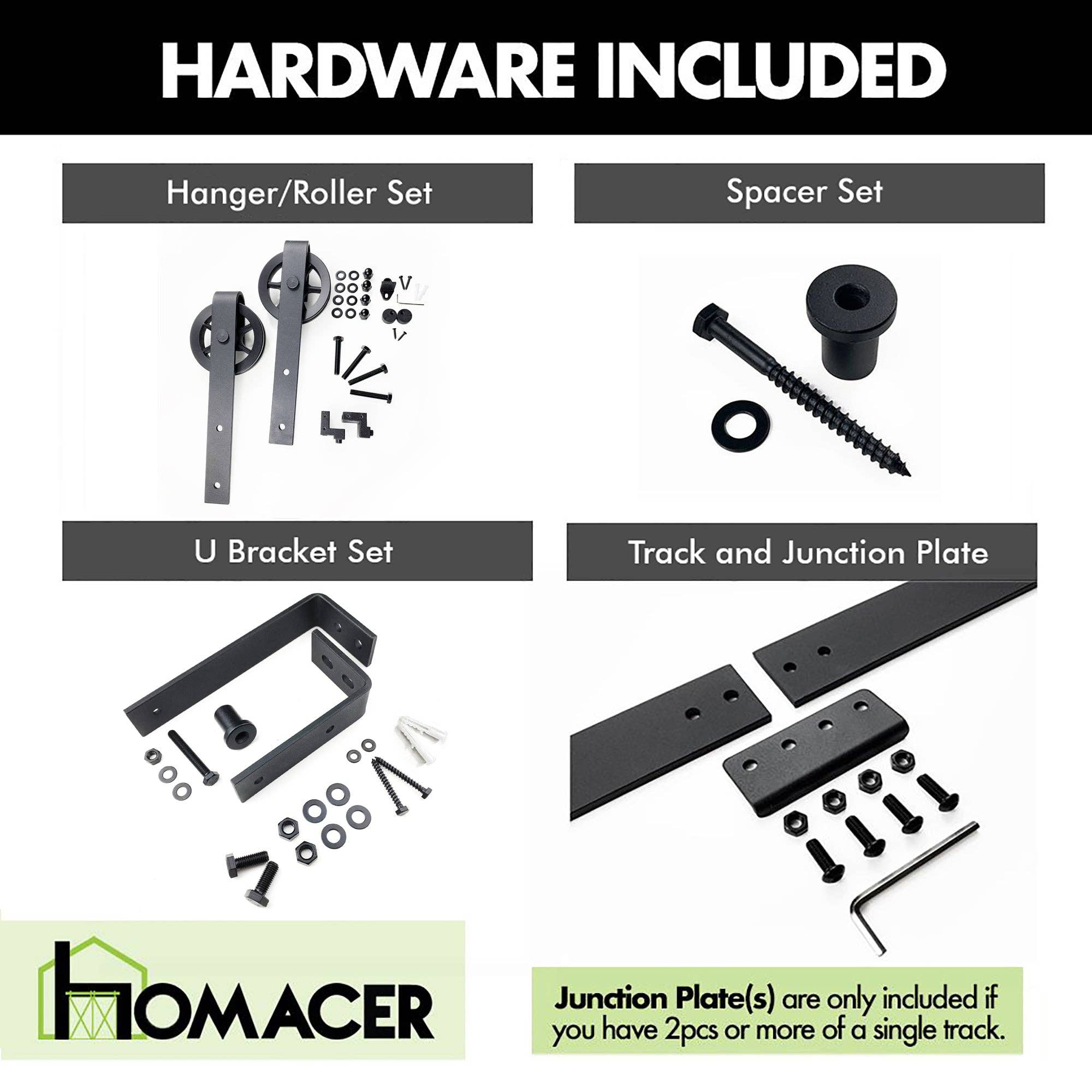 Homacer INC - Wholesale Knob/Pull - Double Track U-Shape Bypass Sliding Barn Door Hardware Kit - Spoke Wheel Design Roller3