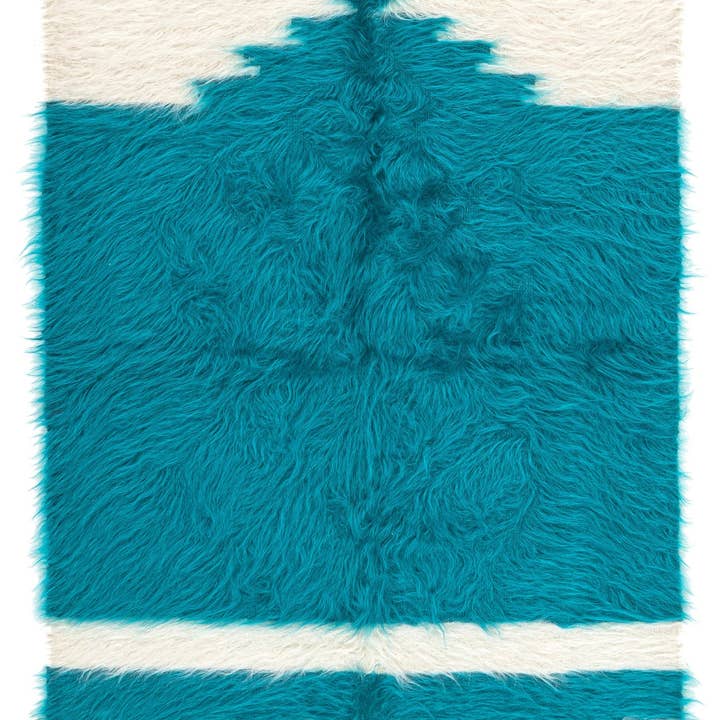 (2'8'' x 4'1'') Vintage Turkish Small Wool Blue Rug for wholesale by Rugtolia