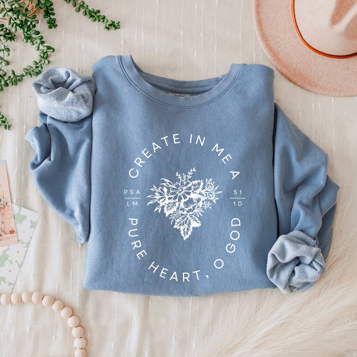 Verita Culture - Wholesale Graphic Sweatshirt - Women's - Create In Me A Pure Heart Inspirational Christian Sweatshirt8