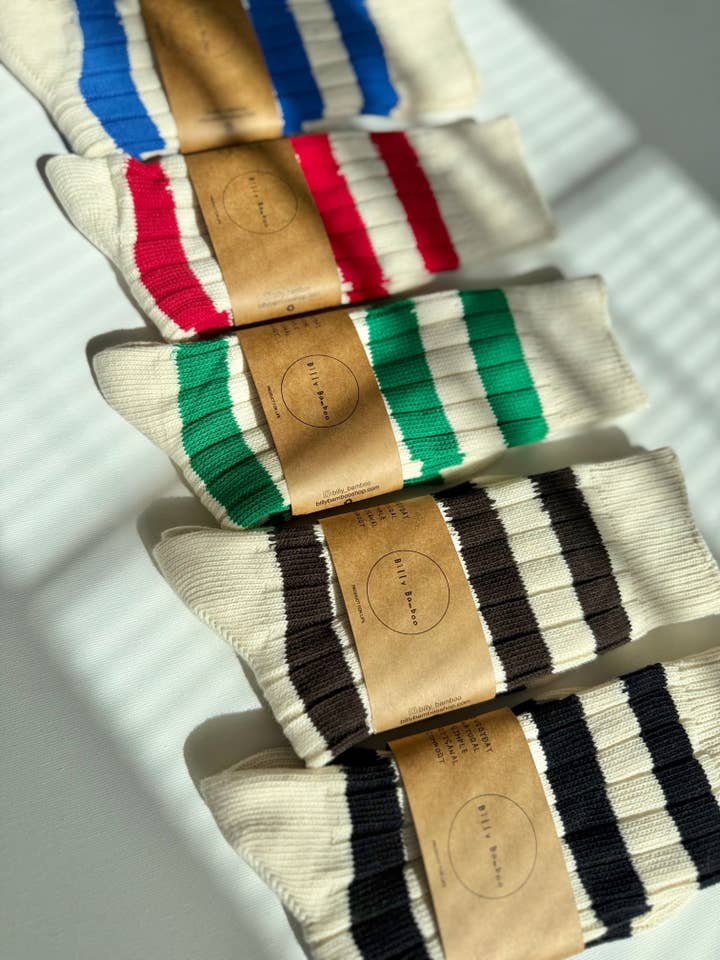 Billy Bamboo – Großhandel Socken - Unisex – FARBIGE STREIFEN HOHE SOCKEN30