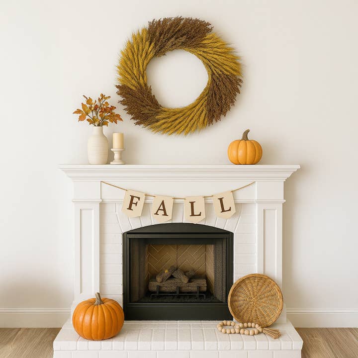2626 Designs - Wholesale Wreath - Fall Autumn Wreath - Real Dried Preserved Wheat and Sorghum1