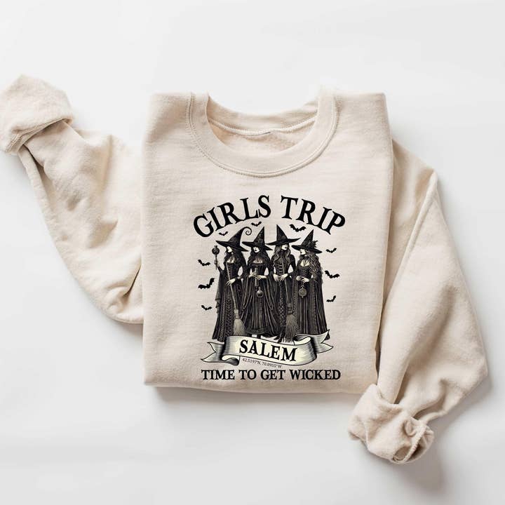 Salem Massachusetts Retro Halloween Witch Sweatshirt for wholesale by TheKingShirt